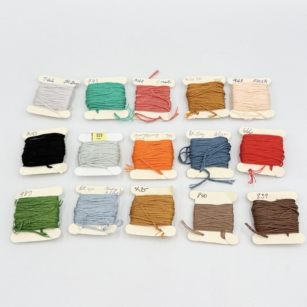 DMC Embroidery Floss Thread Lot 15 Partial Skeins Various Colors Craft